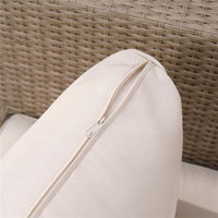 SET DA GIARDINO 4 PEZZI IN RATTAN, DIVANO ANGOLARE CON CUSCINI E TAVOLINI, NERO E MARRONE CHIARO