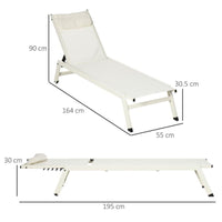 CHAISE LONGUE LETTINO PRENDISOLE RECLINABILE 2PZ IN ALLUMINIO E POLIESTERE, 55X195X30 CM, BEIGE