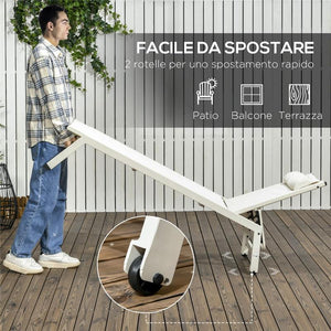 CHAISE LONGUE LETTINO PRENDISOLE RECLINABILE 2PZ IN ALLUMINIO E POLIESTERE, 55X195X30 CM, BEIGE