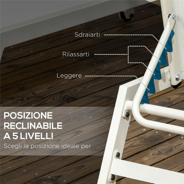 CHAISE LONGUE LETTINO PRENDISOLE RECLINABILE 2PZ IN ALLUMINIO E POLIESTERE, 55X195X30 CM, BEIGE