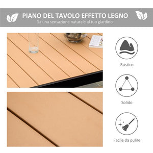 TAVOLO DA GIARDINO PER 6 PERSONE IN ALLUMINIO E PLASTICA 140X90X74 CM  NERO