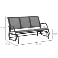 PANCHINA A DONDOLO A 3 POSTI CON TESSUTO A RETE 151 X 75 X 85CM GRIGIO