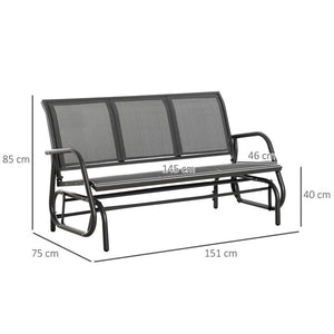 PANCHINA A DONDOLO A 3 POSTI CON TESSUTO A RETE 151 X 75 X 85CM GRIGIO
