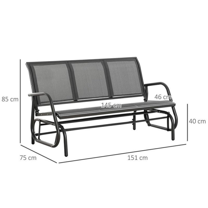 PANCHINA A DONDOLO A 3 POSTI CON TESSUTO A RETE 151 X 75 X 85CM GRIGIO