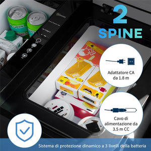 FRIGO PORTATILE ELETTRICO A COMPRESSORE DA 35L CON MANIGLIA TELESCOPICA E RUOTE, FRIGORIFERO PICCOLO DA 12/24V DC E 110/240V AC, PER AUTO E CAMION