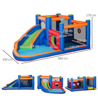 CASTELLO GONFIABILE CON SCIVOLO TRAMPOLINO E PISCINA 380X340X170CM