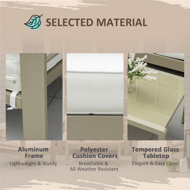 SET GIARDINO 4 PEZZI CON DIVANETTO 2 POLTRONE E TAVOLINO CON CUSCINI SFODERABILI