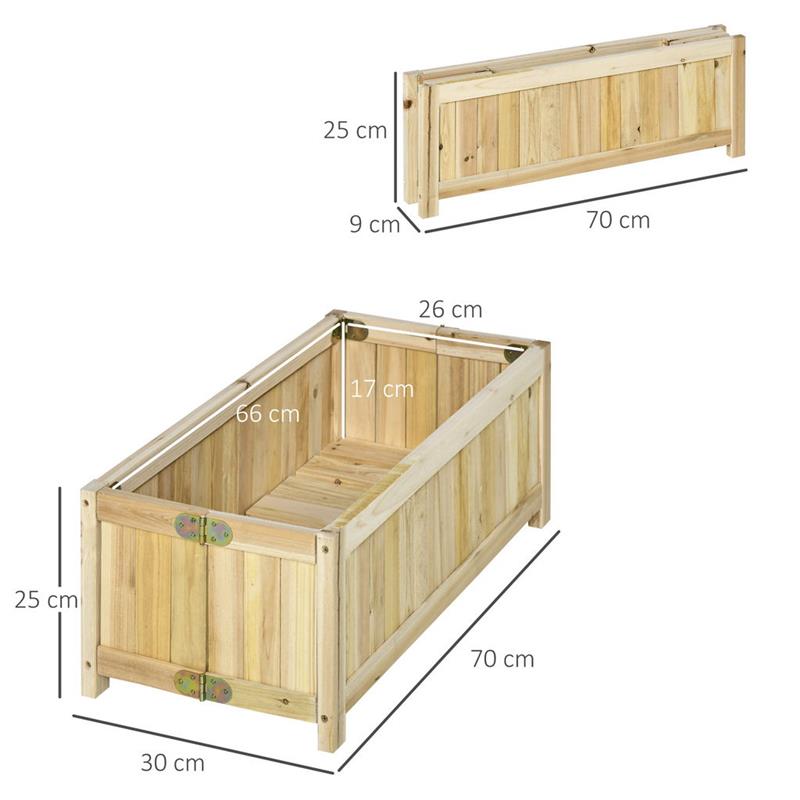FIORIERA IN LEGNO PIEGHEVOLE DA ESTERNO CON BASE DRENANTE, 70X30X25CM