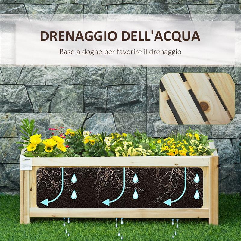 FIORIERA IN LEGNO PIEGHEVOLE DA ESTERNO CON BASE DRENANTE, 70X30X25CM
