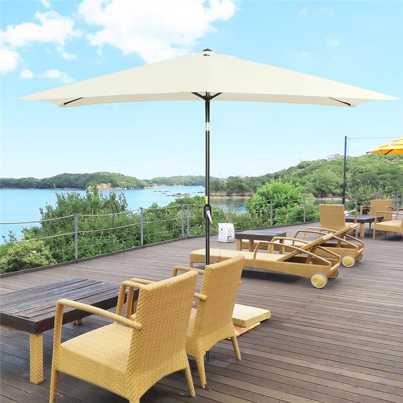 OMBRELLONE DA GIARDINO RETTANGOLARE IN ALLUMINIO 195 X 295 X 240 CM BIANCO