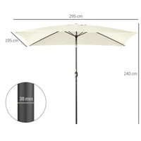 OMBRELLONE DA GIARDINO RETTANGOLARE IN ALLUMINIO 195 X 295 X 240 CM BIANCO