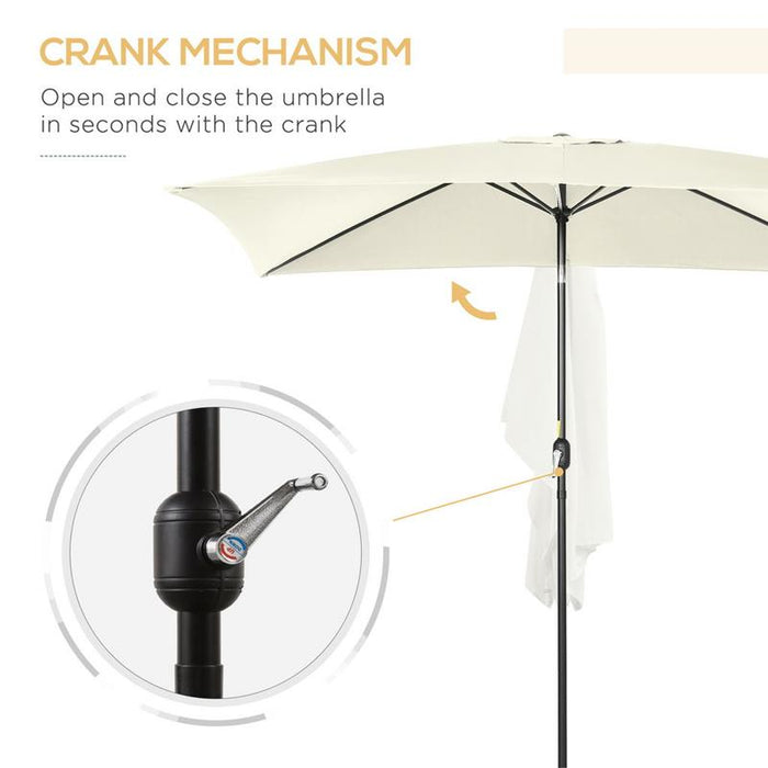 OMBRELLONE DA GIARDINO RETTANGOLARE IN ALLUMINIO 195 X 295 X 240 CM BIANCO