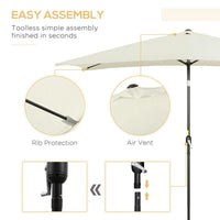 OMBRELLONE DA GIARDINO RETTANGOLARE IN ALLUMINIO 195 X 295 X 240 CM BIANCO