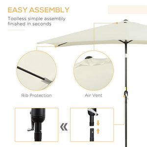 OMBRELLONE DA GIARDINO RETTANGOLARE IN ALLUMINIO 195 X 295 X 240 CM BIANCO