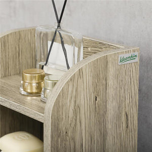 MOBILE BAGNO IN TRUCIOLATO CON 2 RIPIANI E ARMADIETTO A 2 LIVELLI, 23X18X100CM, GRIGIO