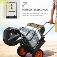 CARRELLO DA SPIAGGIA PIEGHEVOLE CON TASCA IN RETE, MANICO TELESCOPICO E CAVALLETTO, 82X67X81 CM