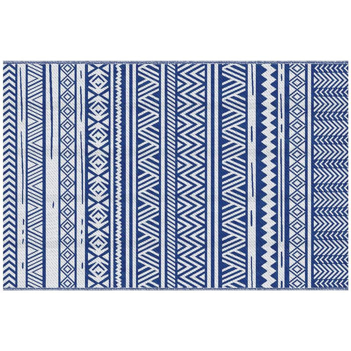TAPPETO PER ESTERNO 182X274 CM PIEGHEVOLE E REVERSIBILE, IN POLIPROPILENE BLU E BIANCO