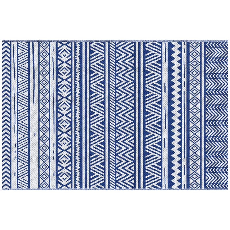 TAPPETO PER ESTERNO 182X274 CM PIEGHEVOLE E REVERSIBILE, IN POLIPROPILENE BLU E BIANCO
