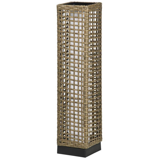 LAMPADA SOLARE DA GIARDINO CON PANNELLO DI RICARICA, IN ACCIAIO E RATTAN, 15.5X15.5X69 CM, NERO E MARRONE