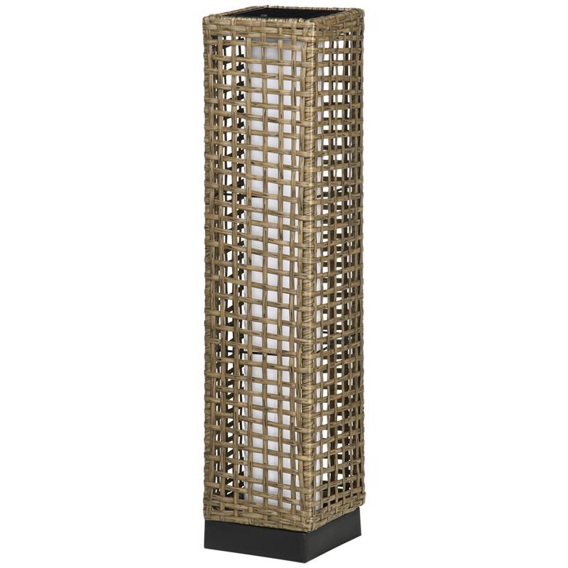 LAMPADA SOLARE DA GIARDINO CON PANNELLO DI RICARICA, IN ACCIAIO E RATTAN, 15.5X15.5X69 CM, NERO E MARRONE