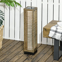 LAMPADA SOLARE DA GIARDINO CON PANNELLO DI RICARICA, IN ACCIAIO E RATTAN, 15.5X15.5X69 CM, NERO E MARRONE