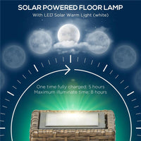 LAMPADA SOLARE DA GIARDINO CON PANNELLO DI RICARICA, IN ACCIAIO E RATTAN, 15.5X15.5X69 CM, NERO E MARRONE