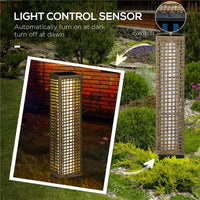 LAMPADA SOLARE DA GIARDINO CON PANNELLO DI RICARICA, IN ACCIAIO E RATTAN, 15.5X15.5X69 CM, NERO E MARRONE