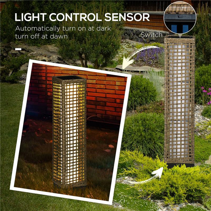LAMPADA SOLARE DA GIARDINO CON PANNELLO DI RICARICA, IN ACCIAIO E RATTAN, 15.5X15.5X69 CM, NERO E MARRONE