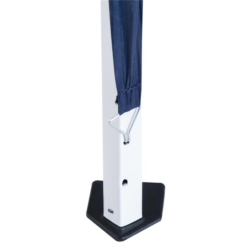 GAZEBO PIEGHEVOLE DA GIARDINO 2.4X2.4M CON STRUTTURA IN ACCIAIO E CORDE ANTIVENTO, BLU