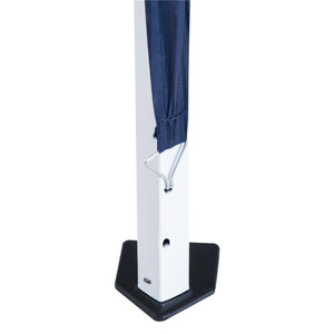 GAZEBO PIEGHEVOLE DA GIARDINO 2.4X2.4M CON STRUTTURA IN ACCIAIO E CORDE ANTIVENTO, BLU