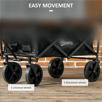 CARRELLO DA GIARDINO 110L CON MANIGLIA TELESCOPICA E TETTUCCIO IN ACCIAIO E TESSUTO OXFORD, NERO