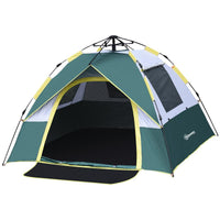 TENDA DA CAMPEGGIO AUTOMATICA PER 2 PERSONE CON TASCHE INTERNE E TAPPETINO, 205X195X135CM VERDE