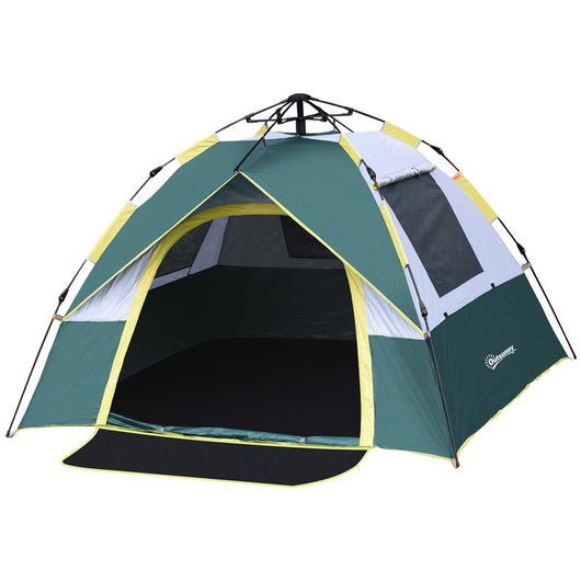 TENDA DA CAMPEGGIO AUTOMATICA PER 2 PERSONE CON TASCHE INTERNE E TAPPETINO, 205X195X135CM VERDE