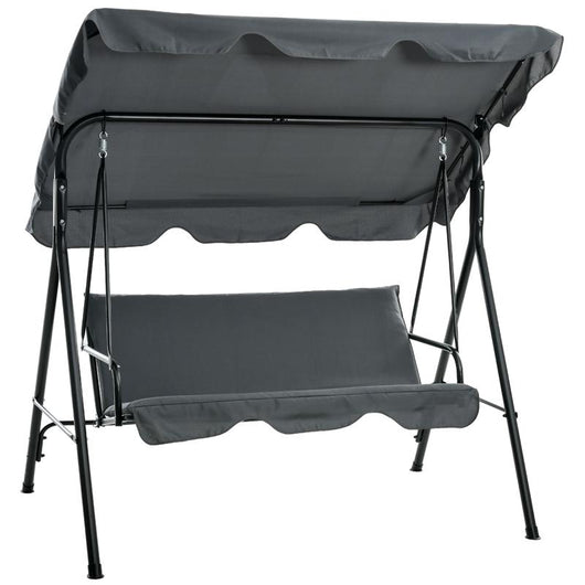 DONDOLO 3 POSTI CON TETTUCCIO REGOLABILE E CUSCINI, IN ACCIAIO E POLIESTERE, 172X110X153 CM, GRIGIO