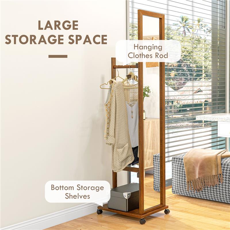 SPECCHIO DA CAMERA E INGRESSO CON RIPIANO INFERIORE E BINARIO, IN LEGNO E VETRO, 35.5X49.5X167.8 CM