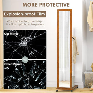 SPECCHIO DA CAMERA E INGRESSO CON RIPIANO INFERIORE E BINARIO, IN LEGNO E VETRO, 35.5X49.5X167.8 CM