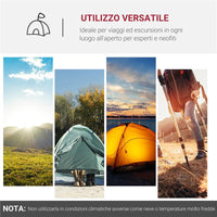 TENDA DA CAMPEGGIO 2 POSTI CON VESTIBOLO E PORTE CON CERNIERA, 426X206X154CM GRIGIO