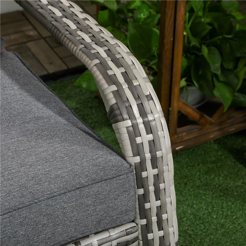 SEDIA DA GIARDINO ADIRONRACK CON BRACCIOLI, IN RATTAN E ACCIAIO, 64X80X90 CM, GRIGIO