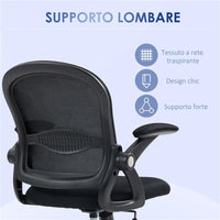 SEDIA DA UFFICIO ERGONOMICA CON SCHIENALE A RETE E ALTEZZA REGOLABILE, 65.5X61.5X88-97.5CM, NERO