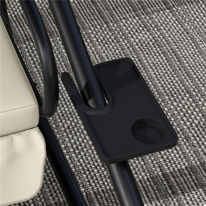 DONDOLO LETTO DA GIARDINO CON TETTUCCIO REGOLABILE E VASSOI, IN ACCIAIO E TESLIN, 200X120X164 CM, CREMA