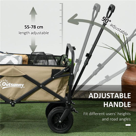 CARRELLO DA GIARDINO 110L CON MANIGLIA TELESCOPICA E FONDO APRIBILE IN ACCIAIO E TESSUTO OXFORD, CACHI