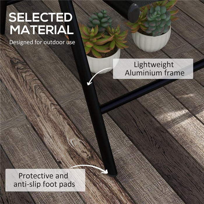 SET 2 SEDIE PIEGHEVOLI CON SCHIENALE RECLINABILE E POGGIATESTA, IN ALLUMINIO E POLIESTERE, 54X67X108 CM, NERO