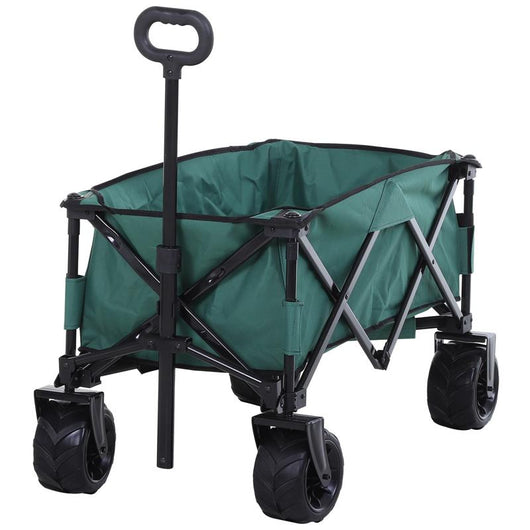CARRELLO DA GIARDINO CARICO MAX 70KG CON MANIGLIA TELESCOPICA, IN METALLO E TESSUTO OXFORD, 108X55 CM, VERDE