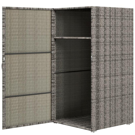 ARMADIO DA GIARDINO IN RATTAN PE CON 2 VANI, 60X63X120CM, GRIGIO