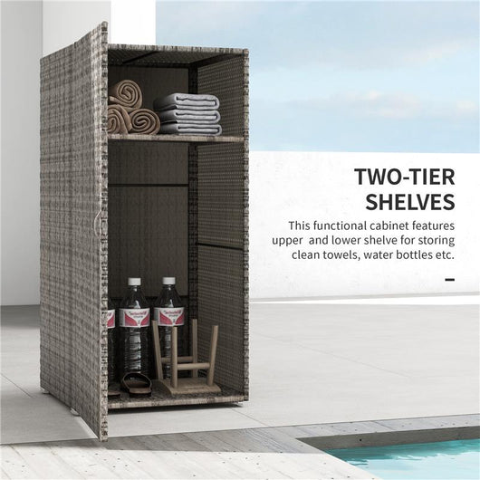 ARMADIO DA GIARDINO IN RATTAN PE CON 2 VANI, 60X63X120CM, GRIGIO