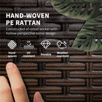 SET 2 LETTINI PRENDISOLE CON CUSCINI IMBOTTITI E TAVOLINO IN RATTAN PE, MARRONE E BEIGE