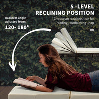 SET 2 LETTINI PRENDISOLE CON CUSCINI IMBOTTITI E TAVOLINO IN RATTAN PE, MARRONE E BEIGE