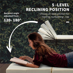 SET 2 LETTINI PRENDISOLE CON CUSCINI IMBOTTITI E TAVOLINO IN RATTAN PE, MARRONE E BEIGE