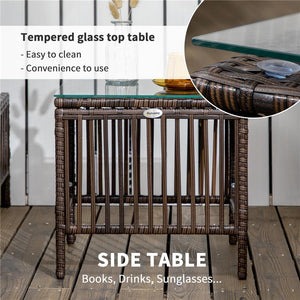 SET 2 LETTINI PRENDISOLE CON CUSCINI IMBOTTITI E TAVOLINO IN RATTAN PE, MARRONE E BEIGE