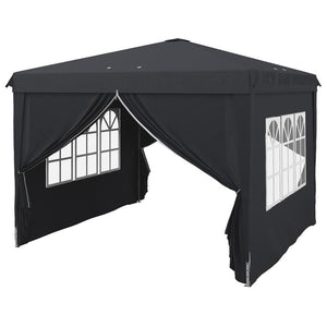 GAZEBO 3X3 AD ALTEZZA REGOLABILE CON FORI DI DRENAGGIO E BORSA DA TRASPORTO, IN METALLO, GRIGIO